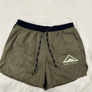 Nike Dri-Fit Trail Army Green Shorts with Black Trim